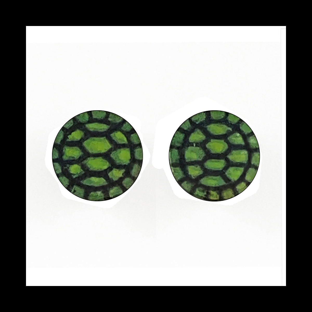 Plugs - 0g 8mm Turtle Shell - Hand Painted Clay Gauge Earrings in Steel