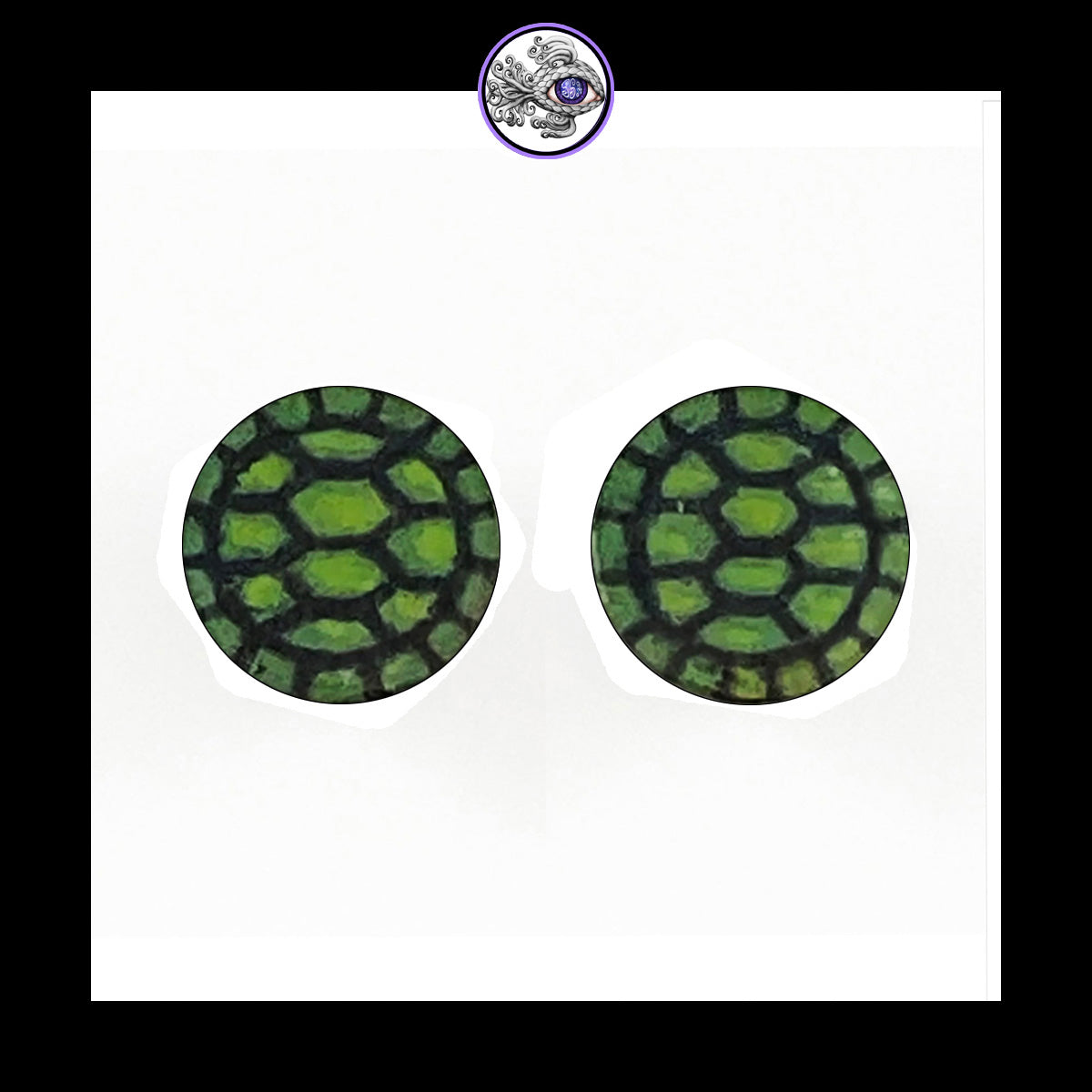 Plugs - 0g 8mm Turtle Shell - Hand Painted Clay Gauge Earrings in Steel