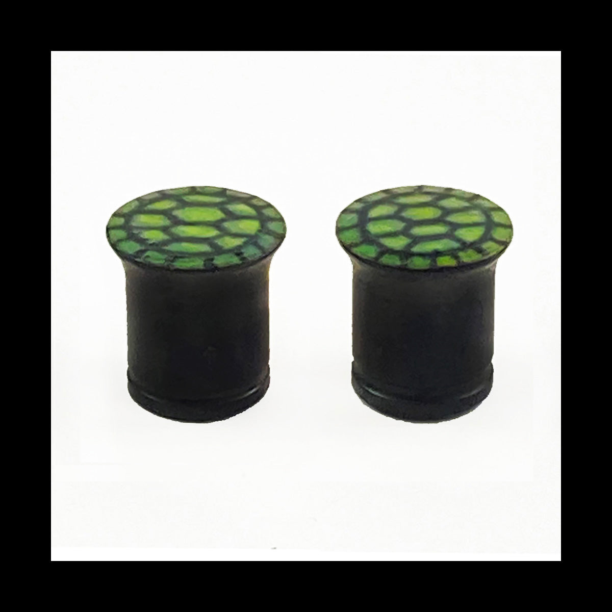 Plugs - 0g 8mm Turtle Shell - Hand Painted Clay Gauge Earrings in Steel