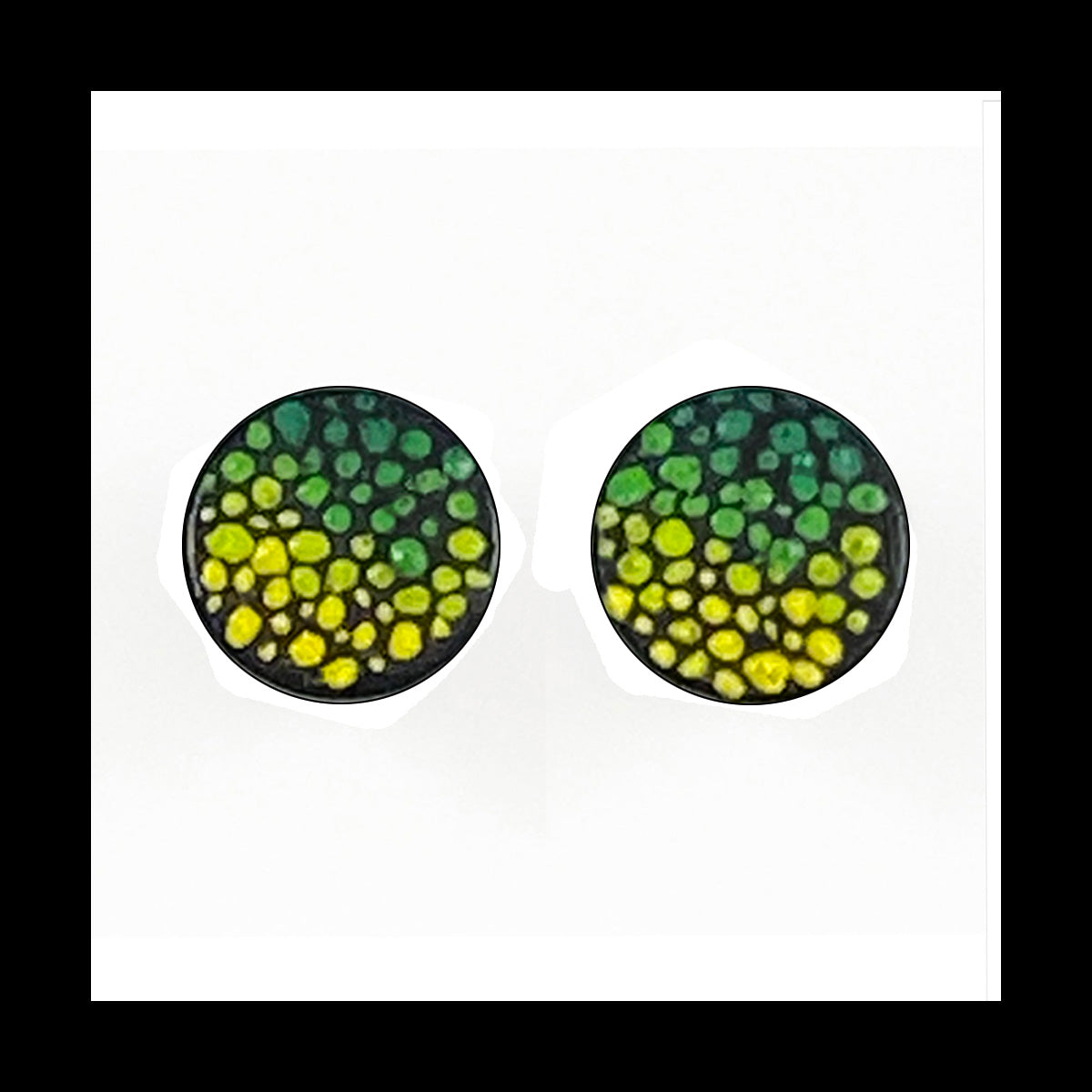 Plugs - 0g 8mm Warm & Cool Dots - Hand Painted Clay Gauge Earrings in Steel