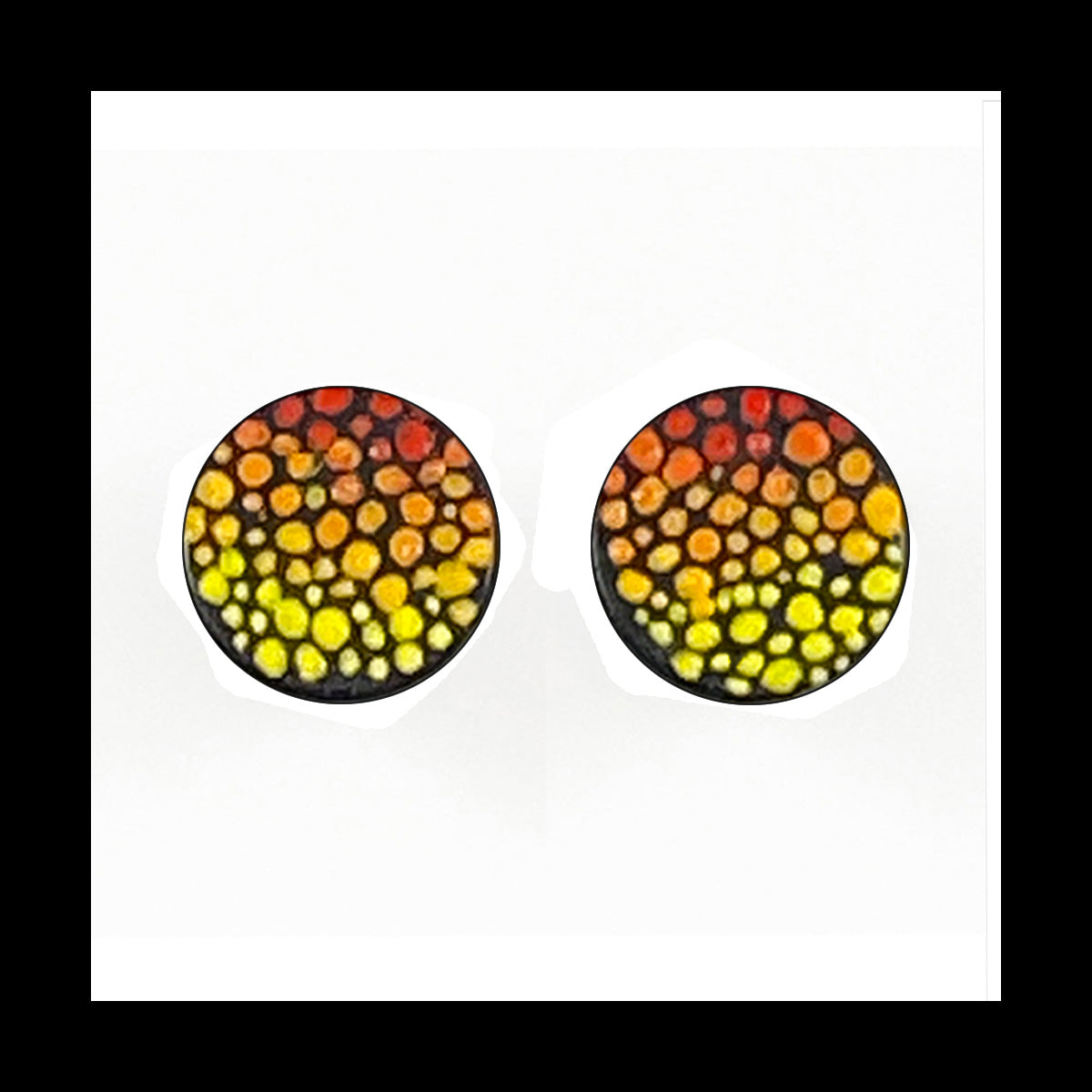 Plugs - 0g 8mm Warm & Cool Dots - Hand Painted Clay Gauge Earrings in Steel