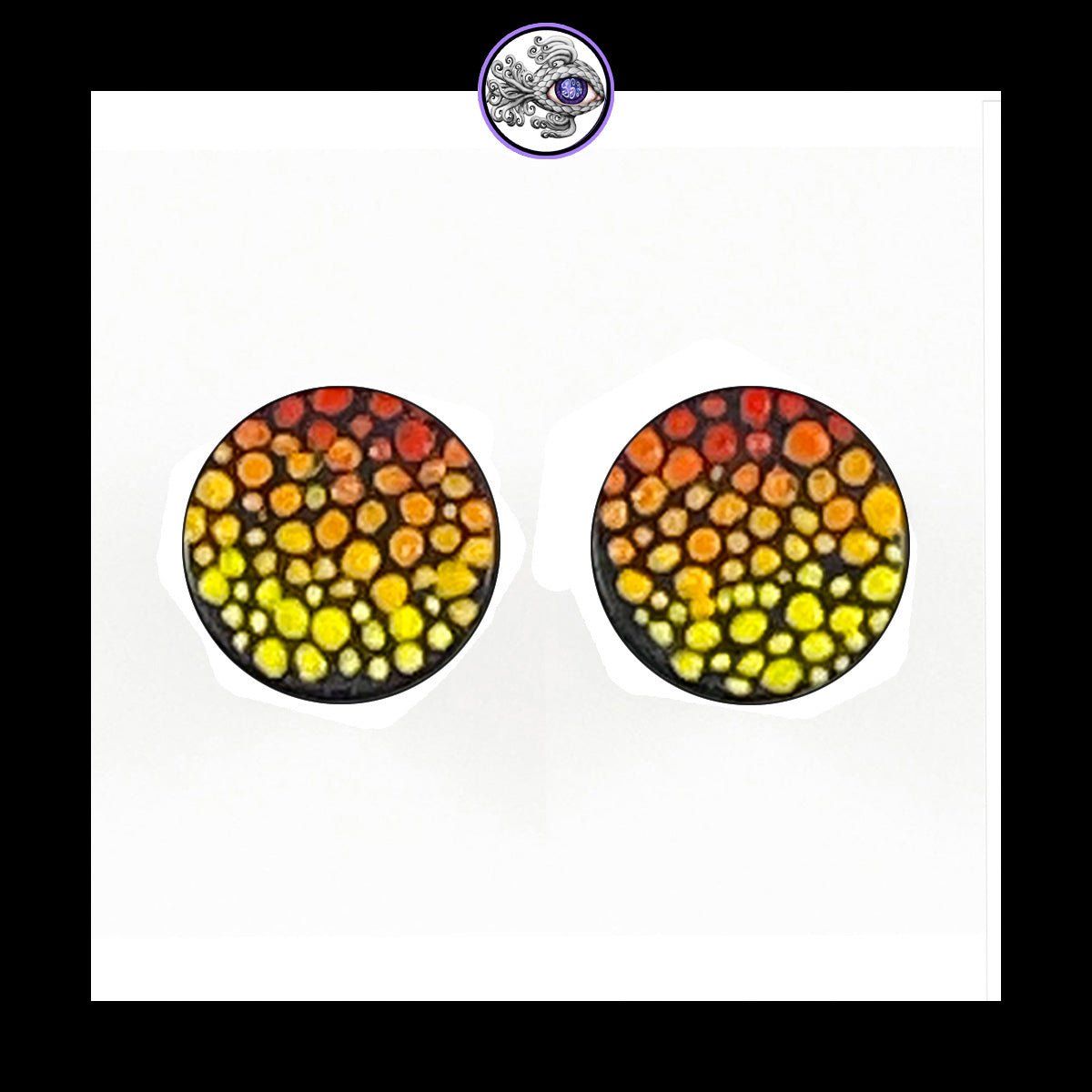 Plugs - 0g 8mm Warm & Cool Dots - Hand Painted Clay Gauge Earrings in Steel