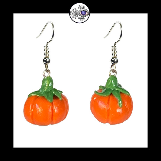 Pumpkins - Orange - Handmade Clay Dangle Earrings