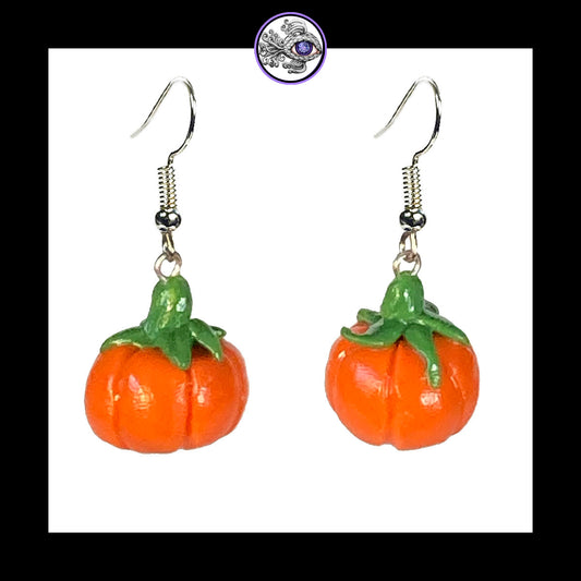 Pumpkins - Orange - Handmade Clay Dangle Earrings