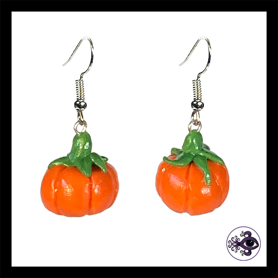 Pumpkins - Orange - Handmade Clay Dangle Earrings