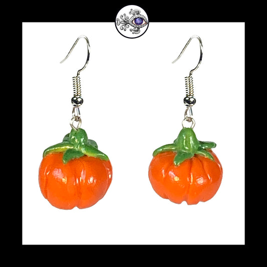 Pumpkins - Orange - Handmade Clay Dangle Earrings