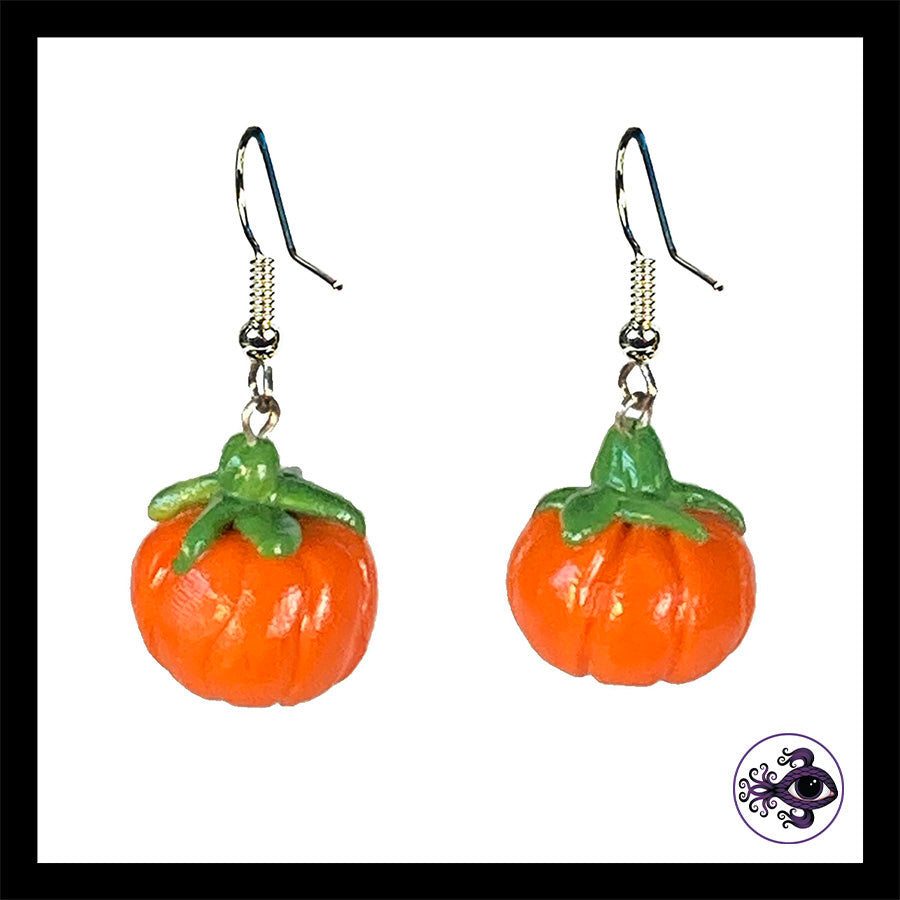 Pumpkins - Orange - Handmade Clay Dangle Earrings