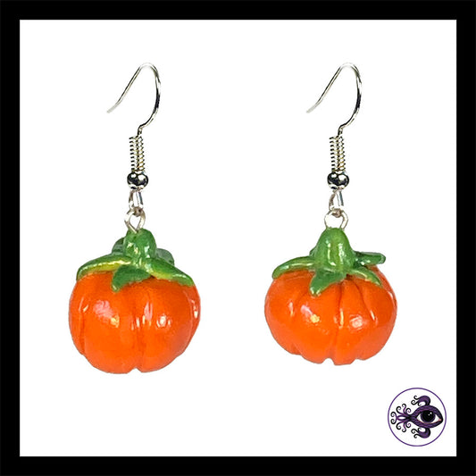 Pumpkins - Orange - Handmade Clay Dangle Earrings