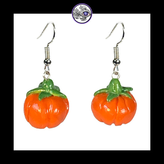 Pumpkins - Orange - Handmade Clay Dangle Earrings