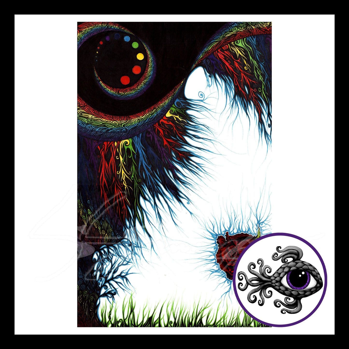 Rainbow Carnage - Print of Original Pen & Ink Drawing