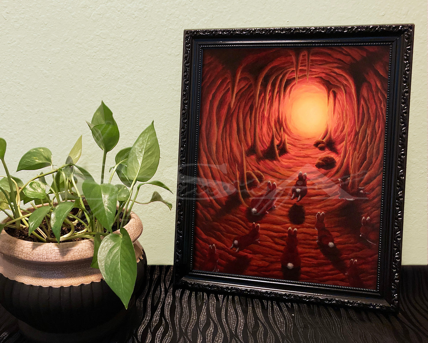 Red Velvet Rabbits - Print of Original Acrylic Painting