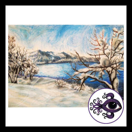 Regan Beach - Print of Original Oil Pastel Drawing