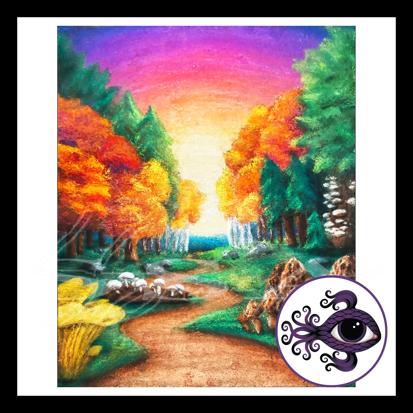 Shiitake Maitake Chantrelle Morel - Print of Original Chalk Pastel Drawing