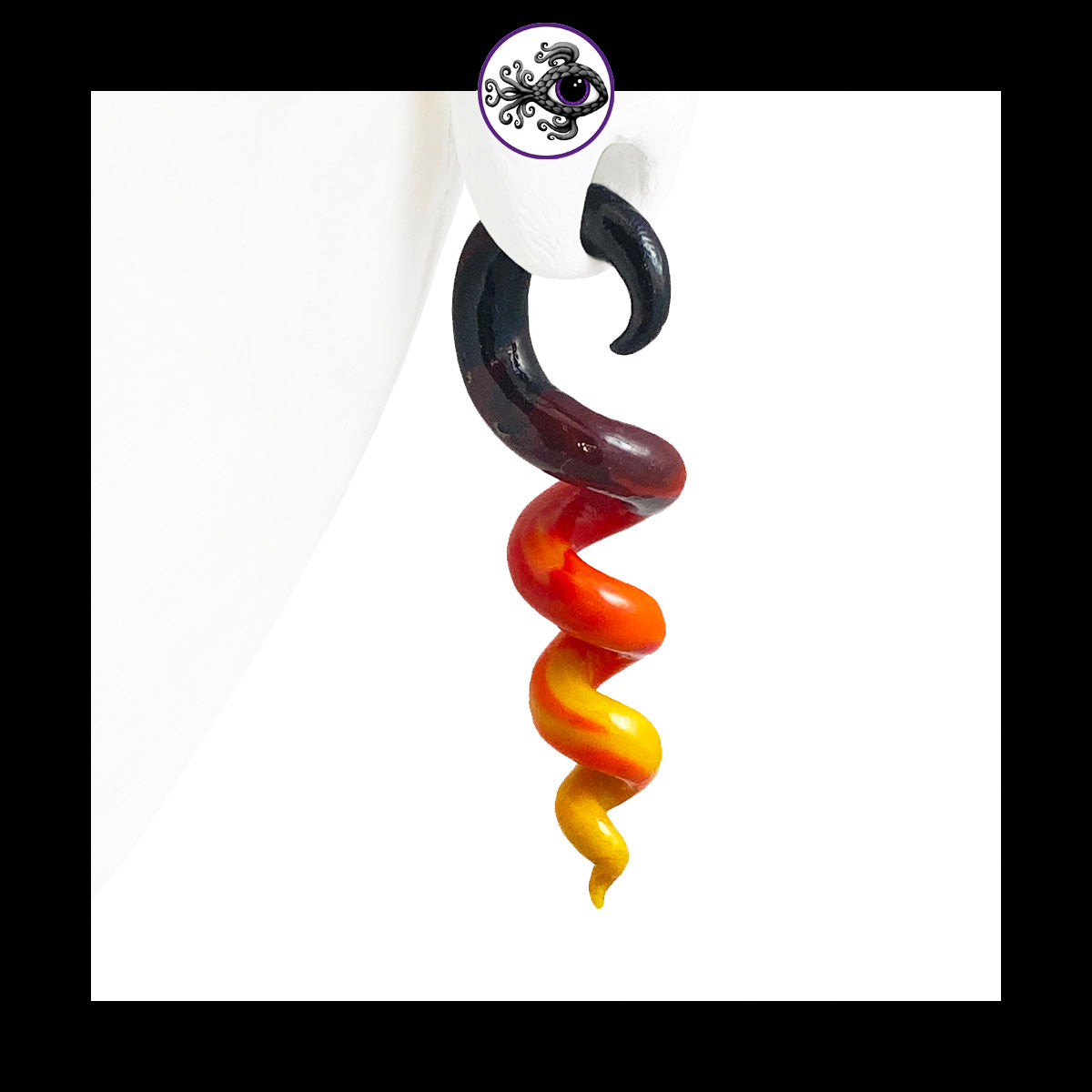 Spiral - Corkscrew - 4g 5mm Sunset - Handmade Clay Gauge Earrings