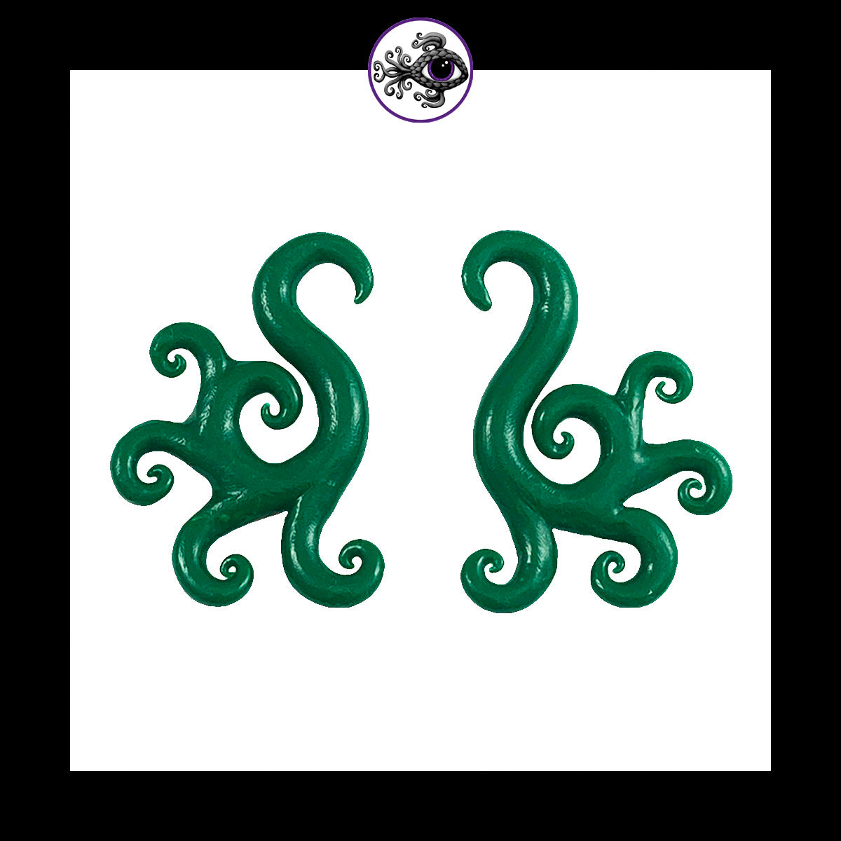 Spiral - Multi - 4g 5mm Green - Handmade Clay Gauge Earrings