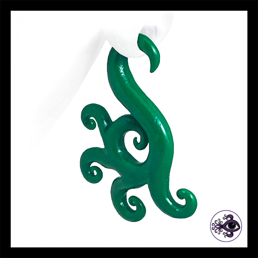 Spiral - Multi - 4g 5mm Green - Handmade Clay Gauge Earrings