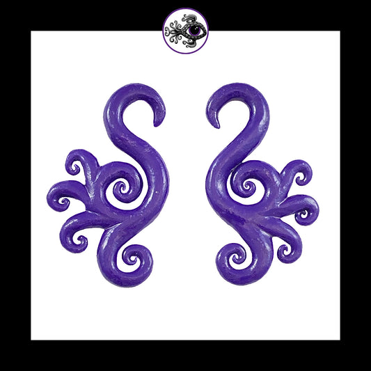 Spiral - Multi - 4g 5mm Purple - Handmade Clay Gauge Earrings