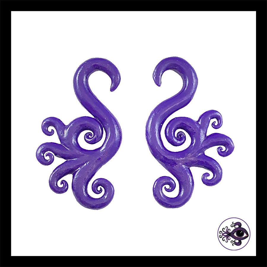 Spiral - Multi - 4g 5mm Purple - Handmade Clay Gauge Earrings