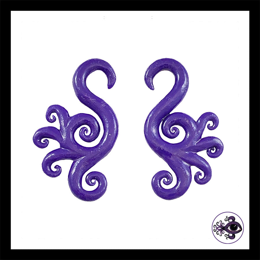 Spiral - Multi - 4g 5mm Purple - Handmade Clay Gauge Earrings