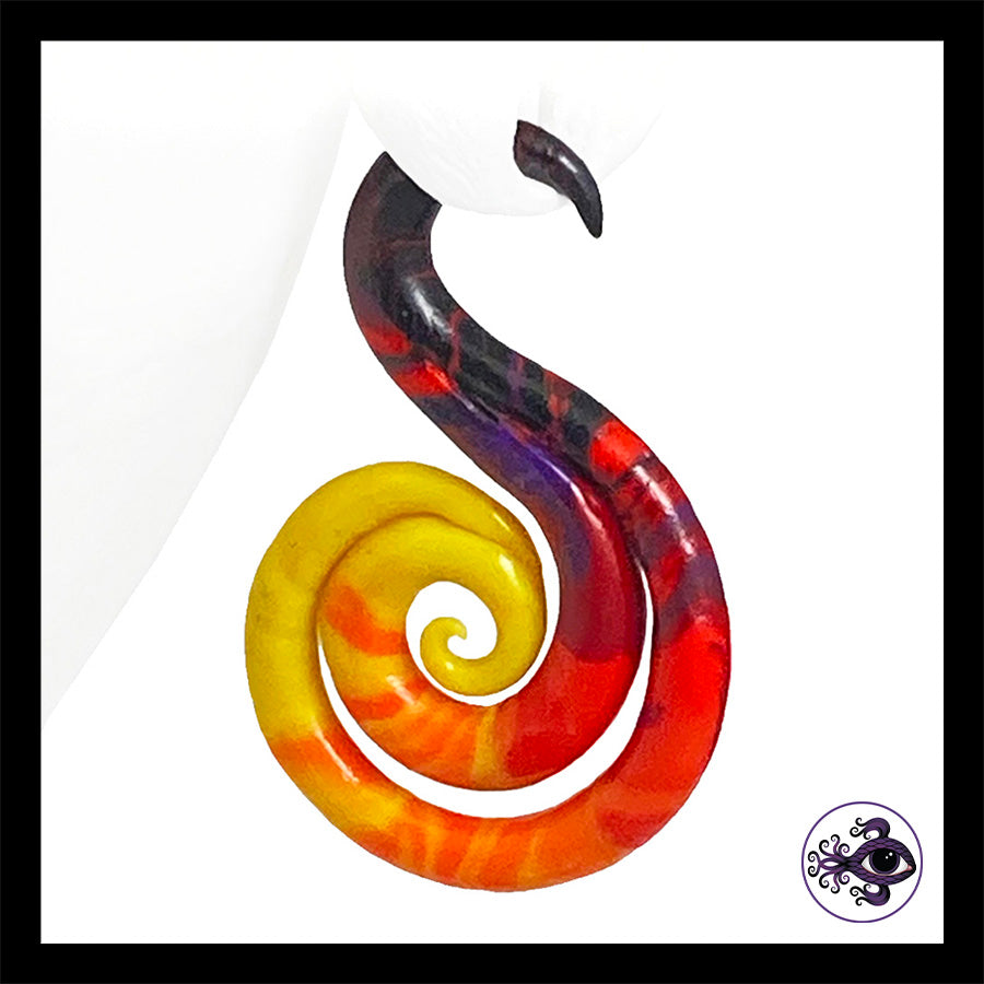 Spiral - SS - 6g 4mm Sunset - Handmade Clay Gauge Earrings