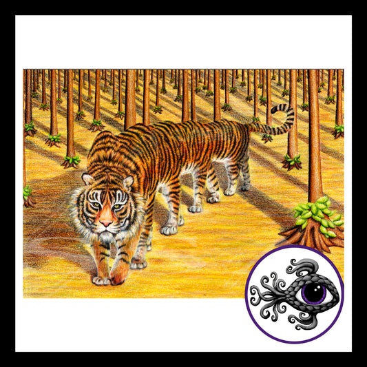 Ten Foot Tiger - Print of Original Colored Pencil Drawing