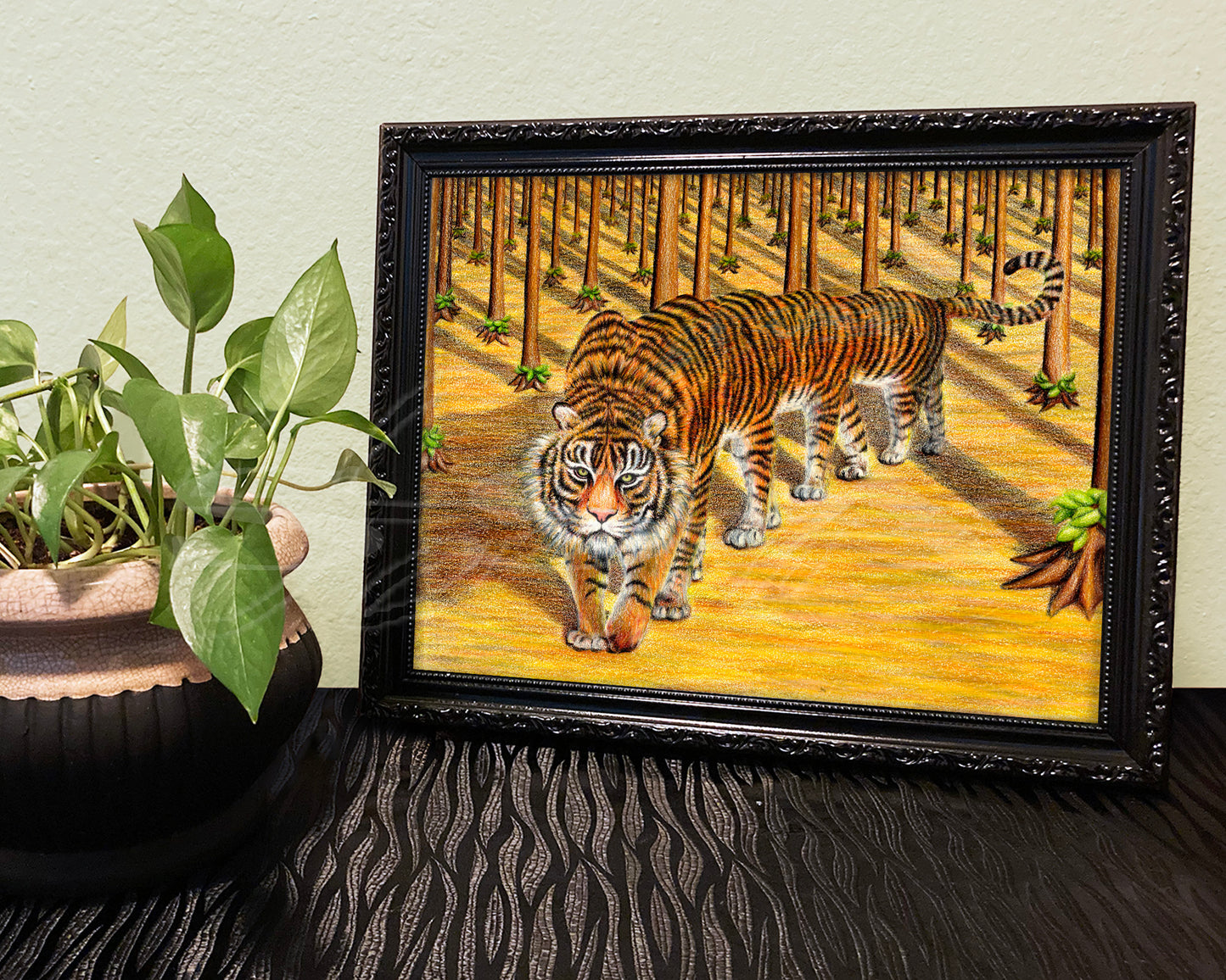 Ten Foot Tiger - Print of Original Colored Pencil Drawing