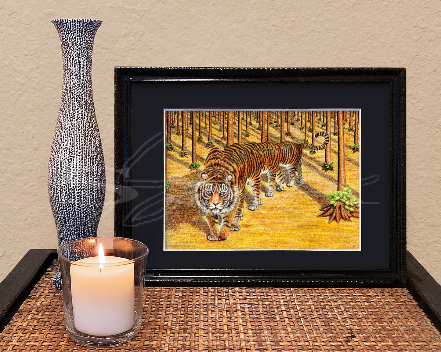 Ten Foot Tiger - Print of Original Colored Pencil Drawing